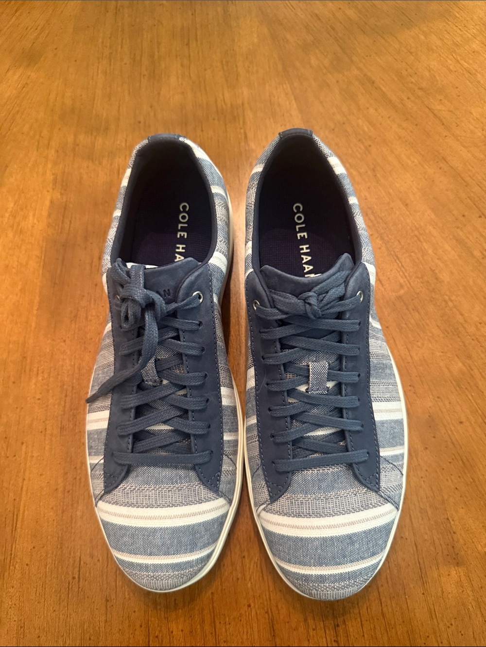 Cole Haan Men’s Navy and White Striped Canvas Sneakers